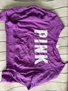 PINK Victoria's Secret Purple Off-Shoulder Logo Sweatshirt